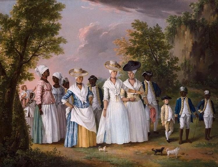 Agostino Brunias Free Women of Color with their Children and Servants in a Landscape France oil painting art